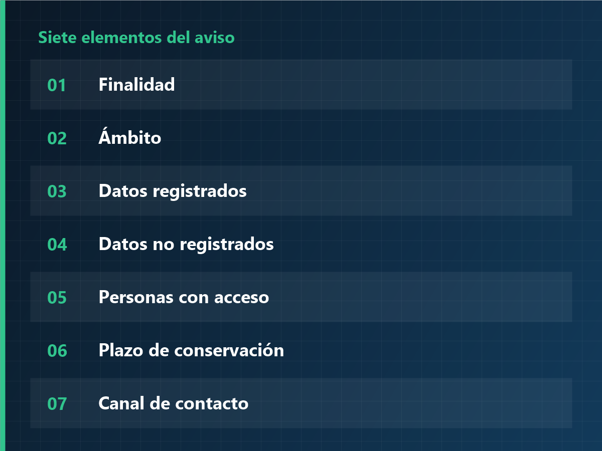 Siete elementos del aviso